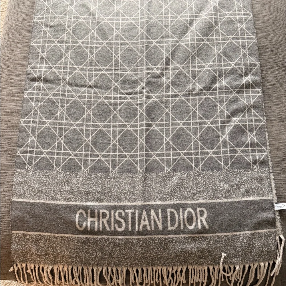 Christian Dior Gray Patterned Scarf